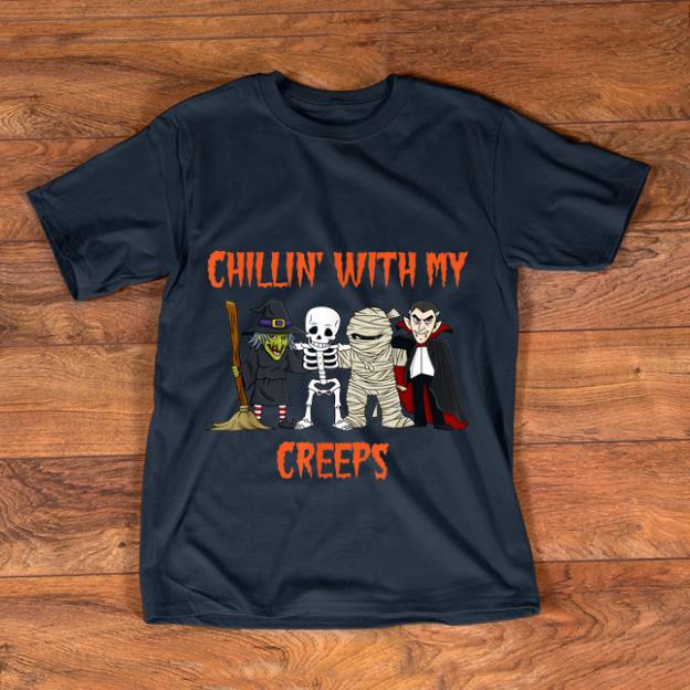Hot Chillin With My Creeps Vampire Halloween Skeleton Witch shirt 1 - Hot Chillin With My Creeps Vampire Halloween Skeleton Witch shirt