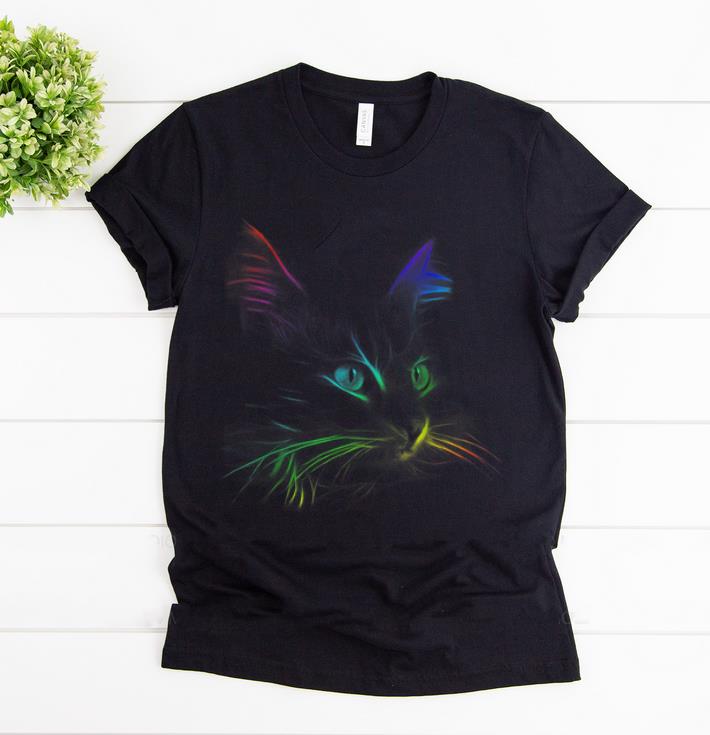 Official Black Cat Rainbow Color Face Cat Lovers shirt 1 1 - Official Black Cat Rainbow Color Face Cat Lovers shirt