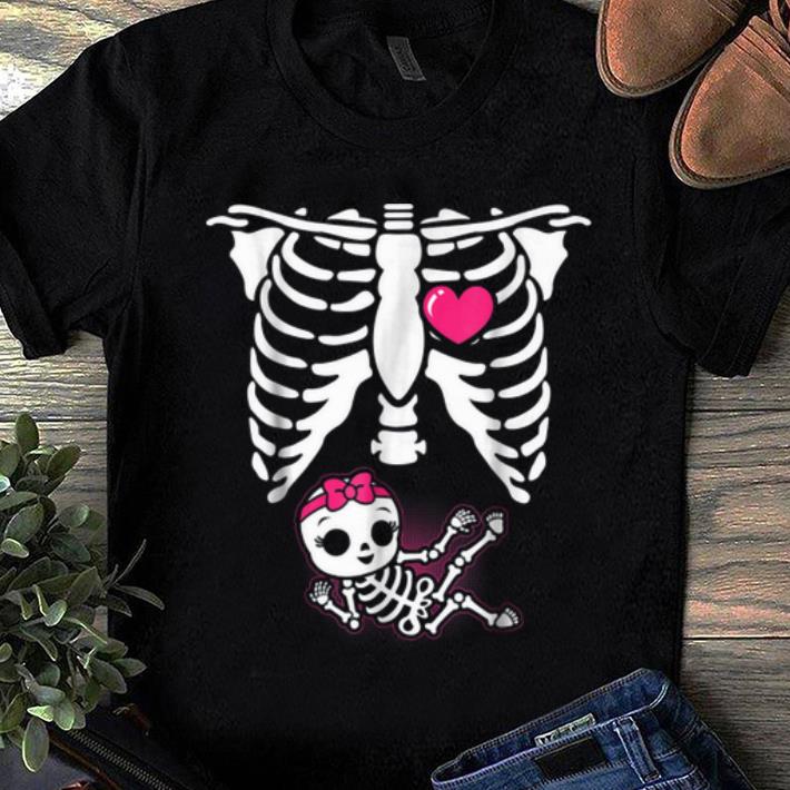 Official Halloween Skeleton Pregnancy Baby Girl X ray Funny Pregnant shirt 1 - Official Halloween Skeleton Pregnancy Baby Girl X-ray Funny Pregnant shirt