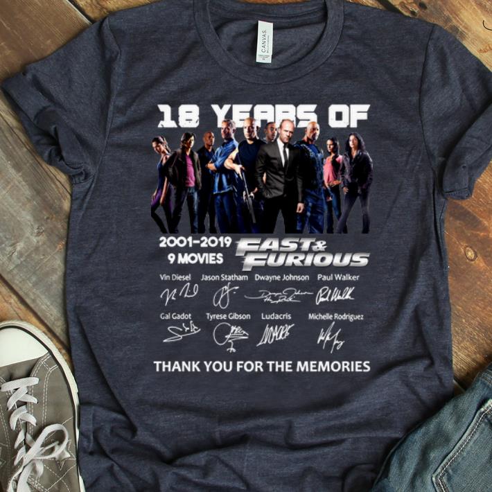 Premium 18 Year Of 2001 2019 9 Movies Fast Furious Signatures shirt 1 - Premium 18 Year Of 2001-2019 9 Movies Fast & Furious Signatures shirt