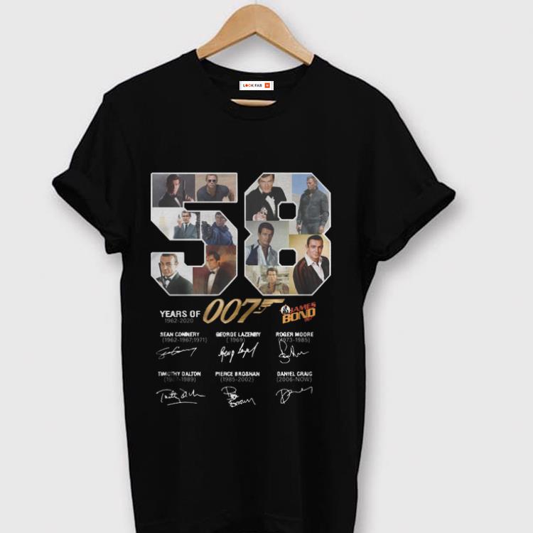 Pretty 58 Years Of James Bond 007 1962 2020 Signature shirt 1 - Pretty 58 Years Of James Bond 007 1962-2020 Signature shirt