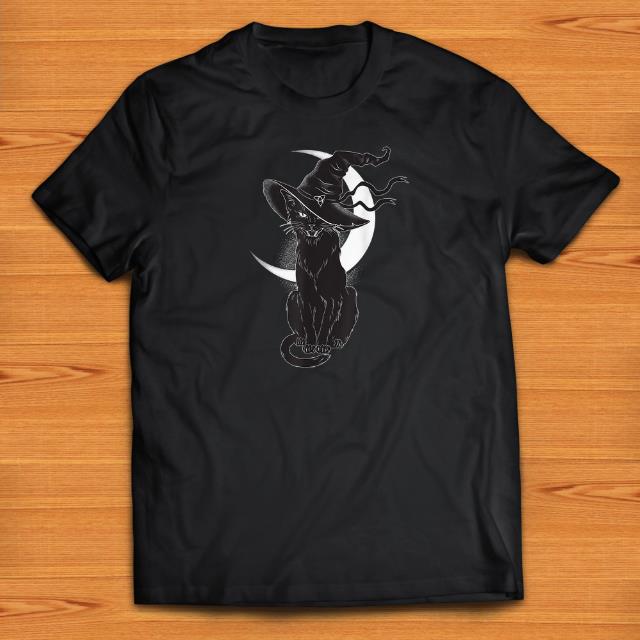 Pretty Halloween Black Cat Costume Witch Hat Moon shirts 1 - Pretty Halloween Black Cat Costume Witch Hat & Moon shirts