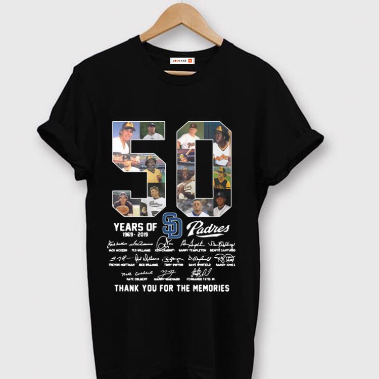 Pretty San Diego Padres 50 Years 1969 2019 Signatures shirt 1 - Pretty San Diego Padres 50 Years 1969-2019 Signatures shirt
