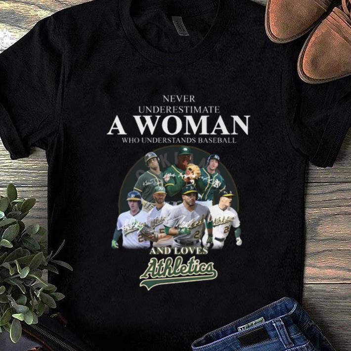 Top Never Underestimate A Woman Who Baseball And Loves Athletics Signature shirt 1 - Top Never Underestimate A Woman Who Baseball And Loves Athletics Signature shirt