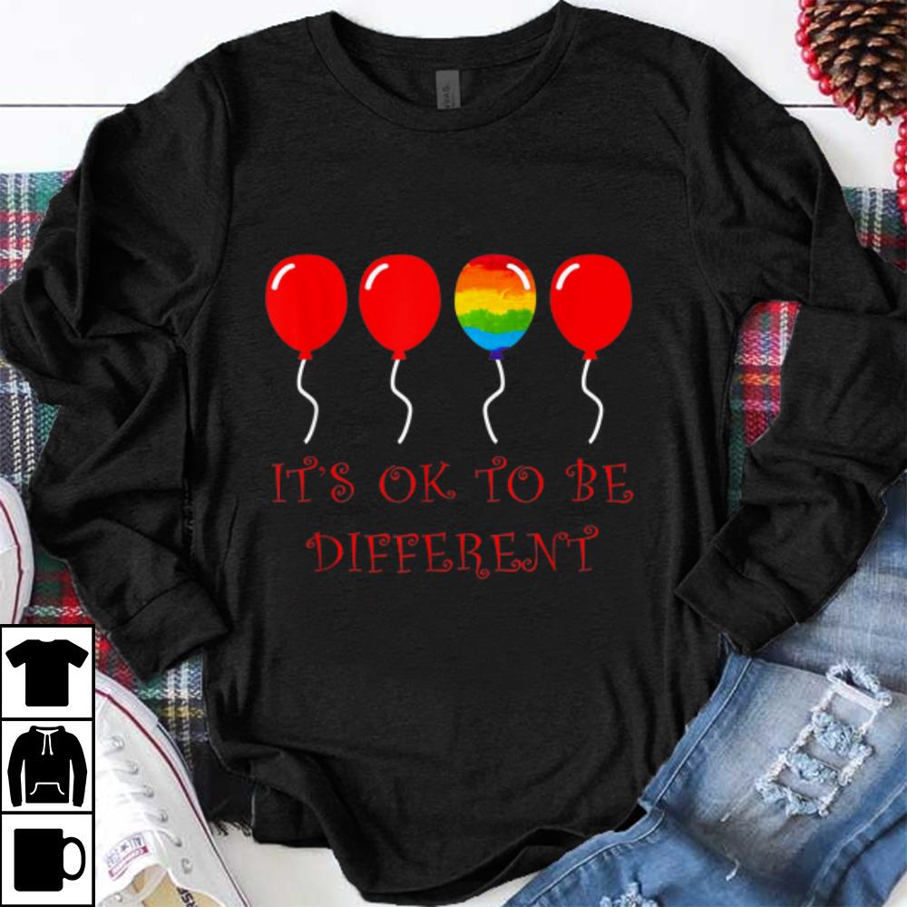 Awesome LGBT Pride Love Rainbow Balloons It s Ok To Be Different shirt 1 - Awesome LGBT Pride Love Rainbow Balloons It's Ok To Be Different shirt