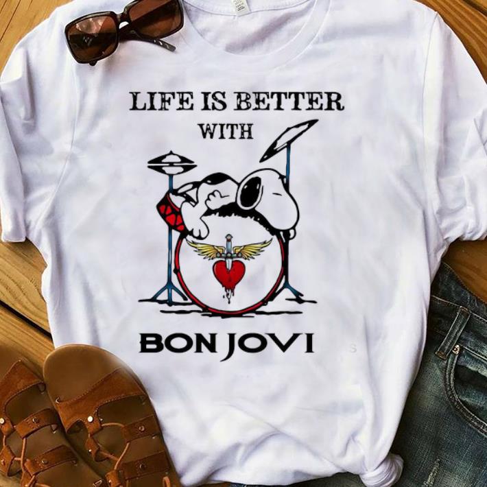 Awesome Life Is Better With Bon Jovi Snoopy Rock Band shirt 1 - Awesome Life Is Better With Bon Jovi Snoopy Rock Band shirt