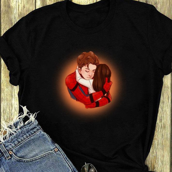 Awesome Spiderman Peter Parker hugging Morgan Stark shirt 4 - Awesome Spiderman Peter Parker hugging Morgan Stark shirt