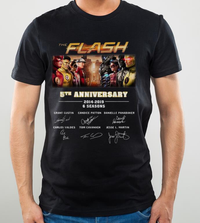 Awesome The Flash 5th Anniversary 2014 2019 6 Seasons Signatures shirt 4 - Awesome The Flash 5th Anniversary 2014-2019 6 Seasons Signatures shirt