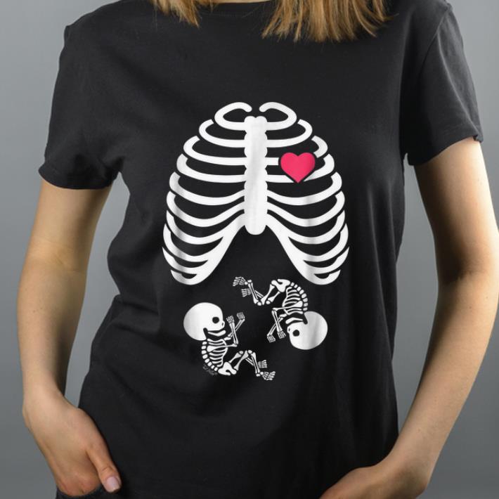 Hot Halloween X Ray Pregnancy Expecting Twins Babies shirt 4 - Hot Halloween X-Ray Pregnancy Expecting Twins Babies shirt