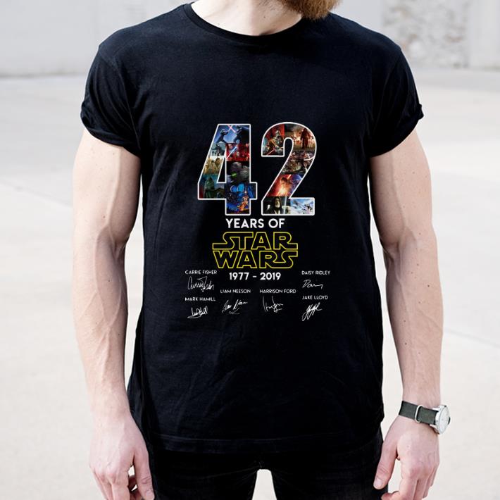 Hot Star Wars 42 Years 1977 2019 signatures shirt 4 - Hot Star Wars 42 Years 1977-2019 signatures shirt