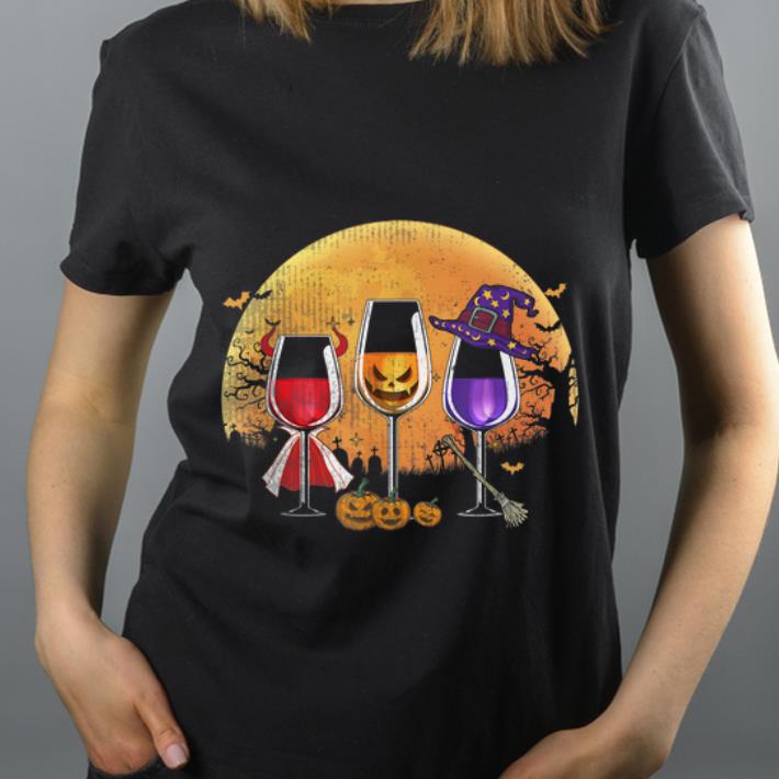 Hot Three wine glasses Halloween Pumpkin Halloween gifts shirt 4 - Hot Three wine glasses Halloween Pumpkin Halloween gifts shirt