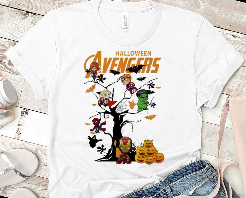 Nice Avengers Character On Halloween Tree shirt 1 - Nice Avengers Character On Halloween Tree shirt
