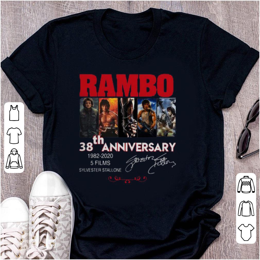Official Rambo 38 Years 1982 2020 5 Films Signatures shirt 1 - Official Rambo 38 Years 1982-2020 5 Films Signatures shirt