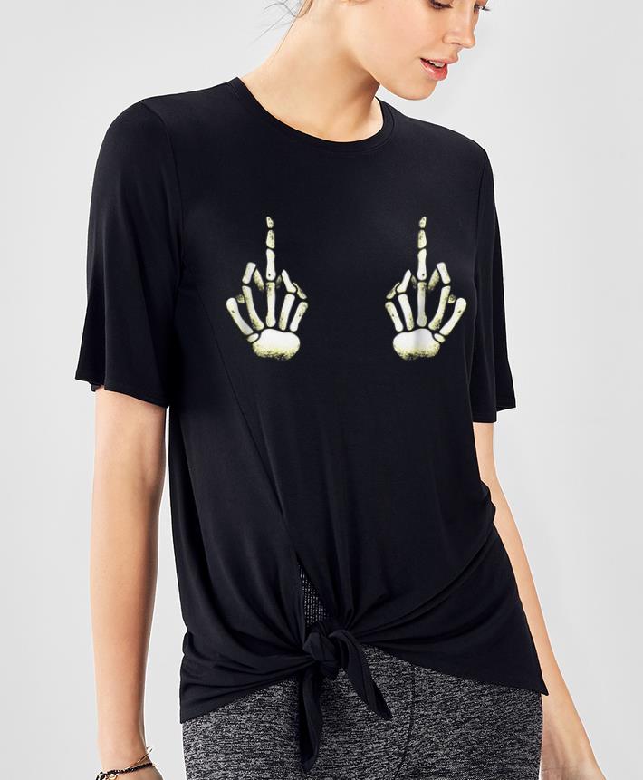 Official Skeleton Hands on Boobs Halloween Costume Fuck off shirt 4 - Official Skeleton Hands on Boobs Halloween Costume Fuck off shirt