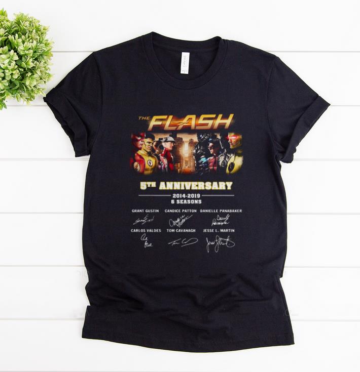 Premium 5th Anniversary The Flash 2014 2019 6 Seasons signatures shirt 1 - Premium 5th Anniversary The Flash 2014-2019 6 Seasons signatures shirt
