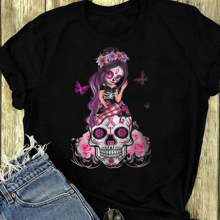 Premium Sugar Skull Pink Ribbon Breast Cancer Awareness Flower Skulls shirt 4 - Premium Sugar Skull Pink Ribbon Breast Cancer Awareness Flower Skulls shirt