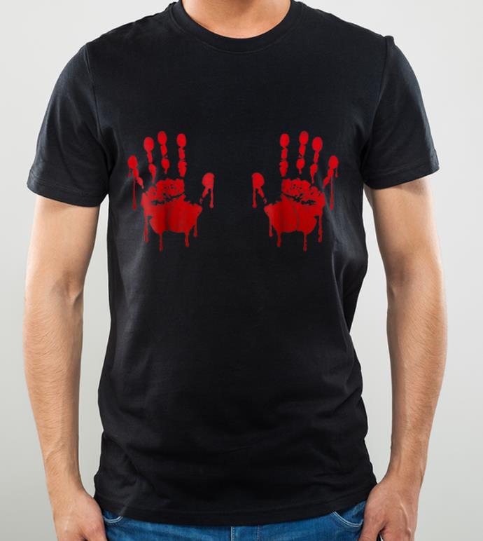 Top Blood Hand prints on boobs Halloween shirt 4 - Top Blood Hand prints on boobs Halloween shirt