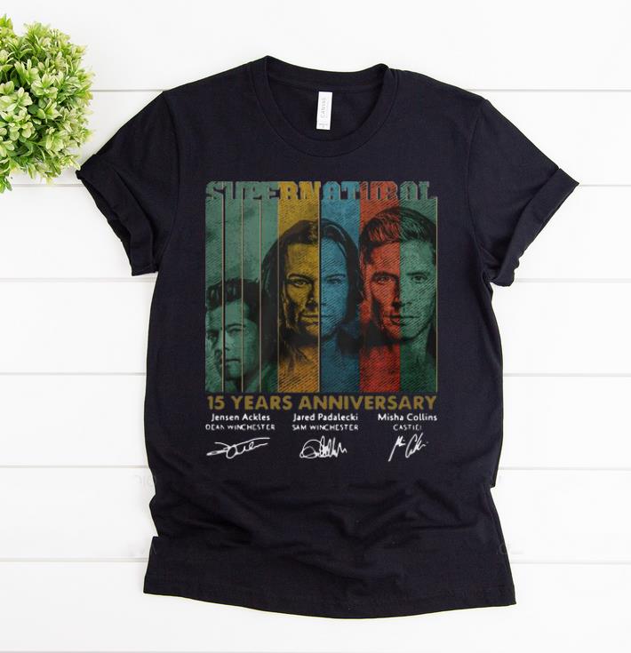 Top Supernatural 15 Years Anniversary Signature Vintage shirt 1 - Top Supernatural 15 Years Anniversary Signature Vintage shirt