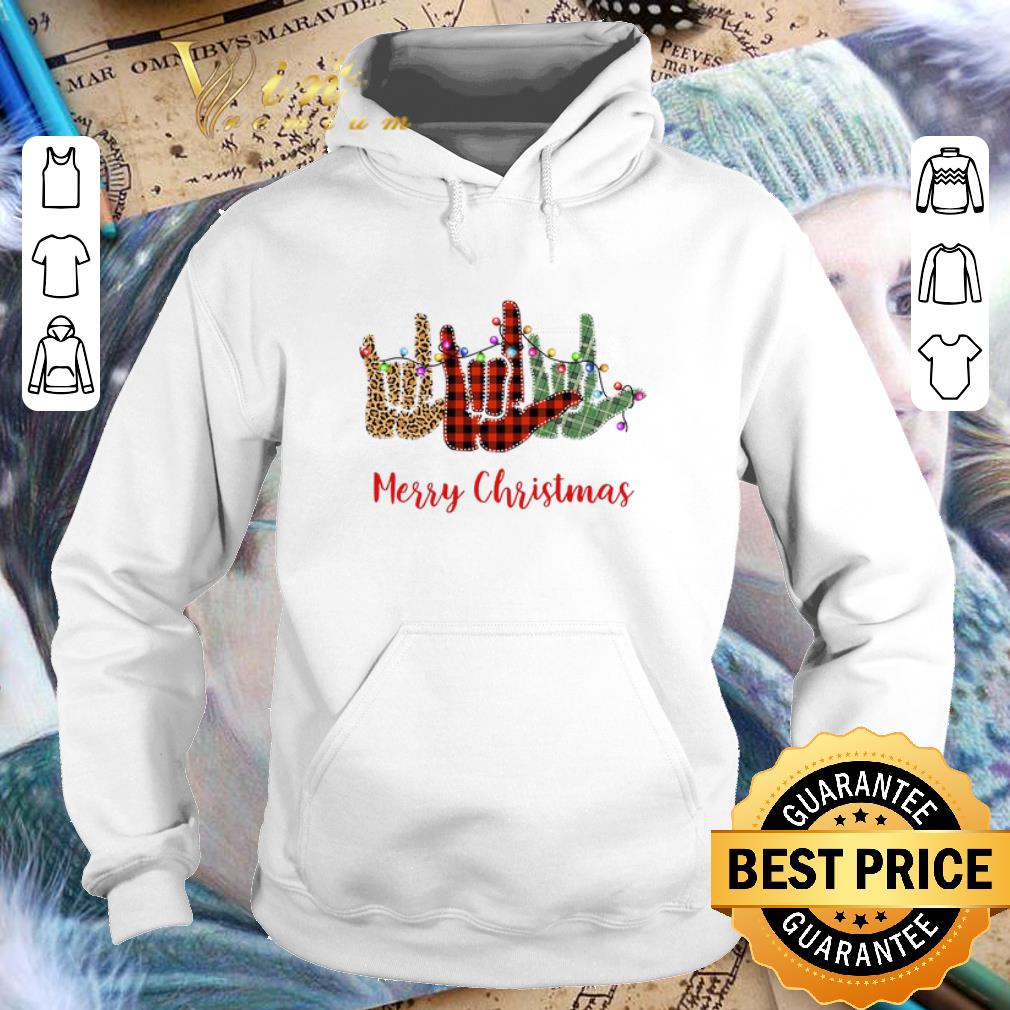Awesome Merry Christmas Leopard Plaid sign language shirt 4 - Awesome Merry Christmas Leopard Plaid sign language shirt
