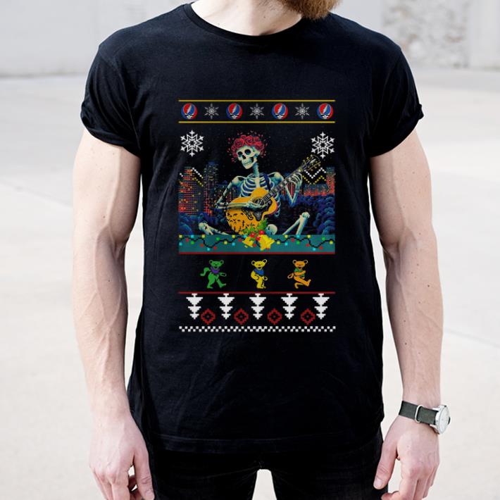 Funny Grateful Dead guitarist skeleton dancing bears ugly Christmas shirt 4 - Funny Grateful Dead guitarist skeleton dancing bears ugly Christmas shirt