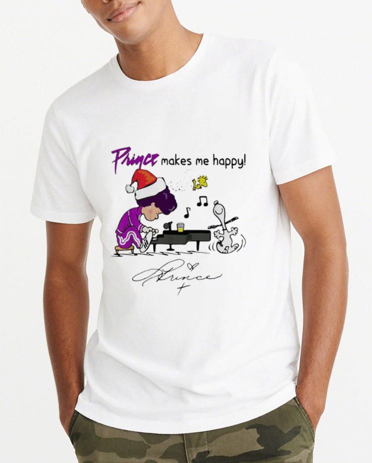 Great Snoopy And Woodstock Prince Make Me Happy Signature shirt 4 - Great Snoopy And Woodstock Prince Make Me Happy Signature shirt