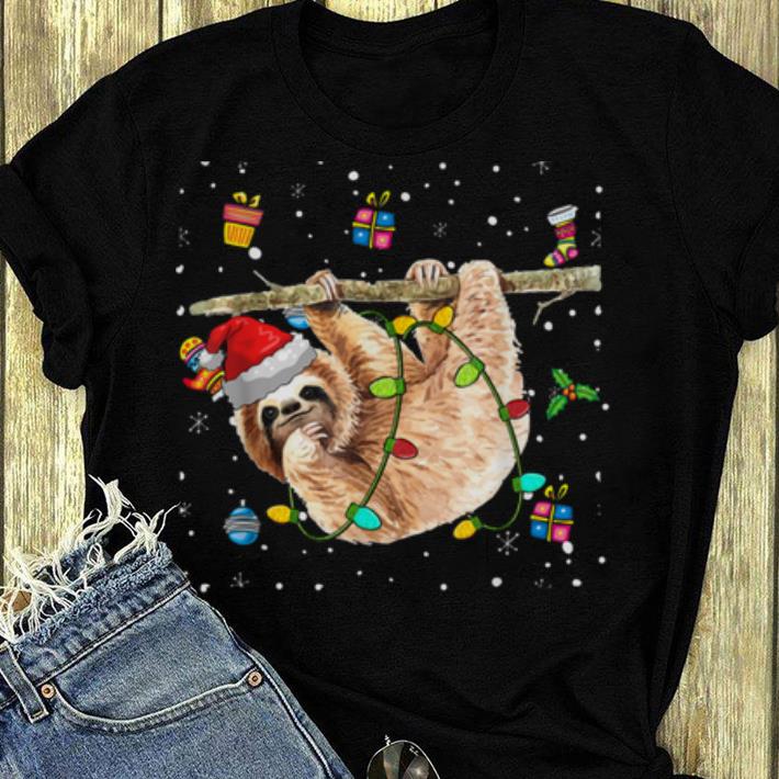 Hot Sloth Lights with Santa Hat Christmas Pajamas Funny Gifts shirt 4 - Hot Sloth Lights with Santa Hat Christmas Pajamas Funny Gifts shirt