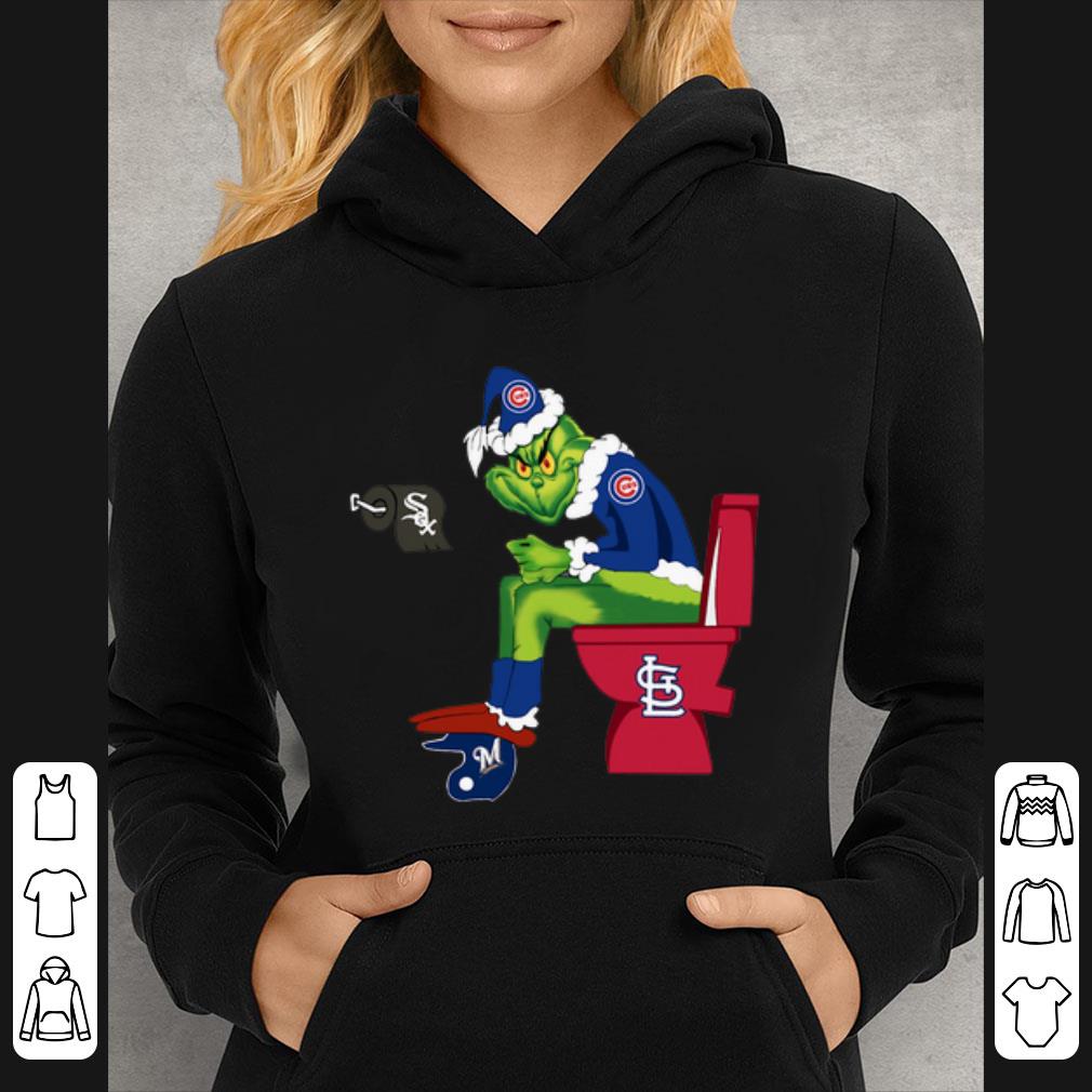 Premium Grinch Santa Chicago Cubs toilet St Louis Cardinals Milwaukee Brewers shirt 4 - Premium Grinch Santa Chicago Cubs toilet St. Louis Cardinals Milwaukee Brewers shirt