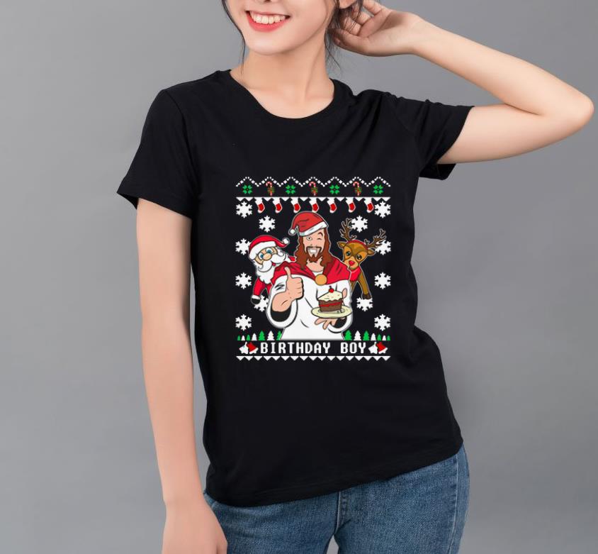 Premium Jesus Santa And Reindeer Birthday Boy shirt 4 - Premium Jesus Santa And Reindeer Birthday Boy shirt