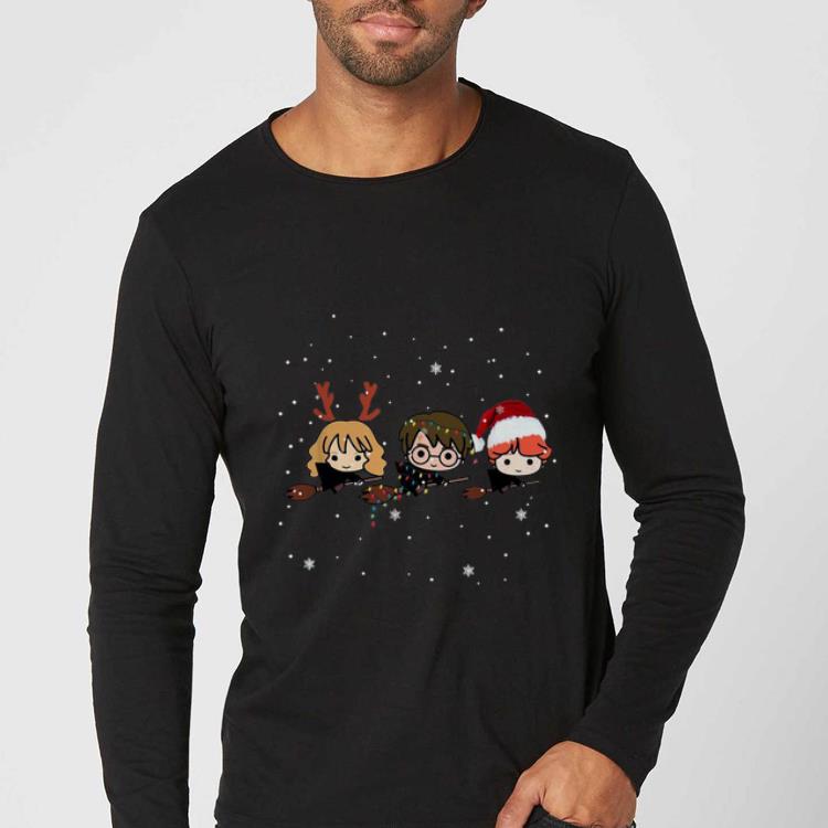Pretty Harry Potter chibi riding a broom Christmas shirt 4 - Pretty Harry Potter chibi riding a broom Christmas shirt