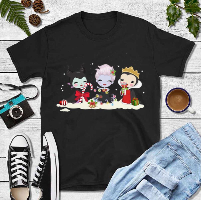 Pretty Maleficent Ursula And Evil Queen Chibi Merry Christmas shirt 4 - Pretty Maleficent Ursula And Evil Queen Chibi Merry Christmas shirt