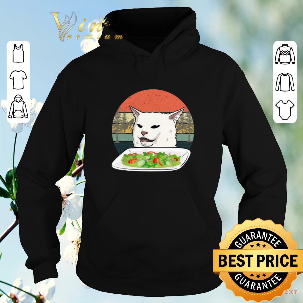 Pretty White Cat at dinner vintage shirt sweater 4 - Pretty White Cat at dinner vintage shirt sweater