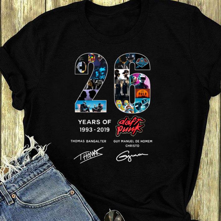 Top 26 Years of Daft Punk 1993 2019 signatures shirt 4 - Top 26 Years of Daft Punk 1993 2019 signatures shirt