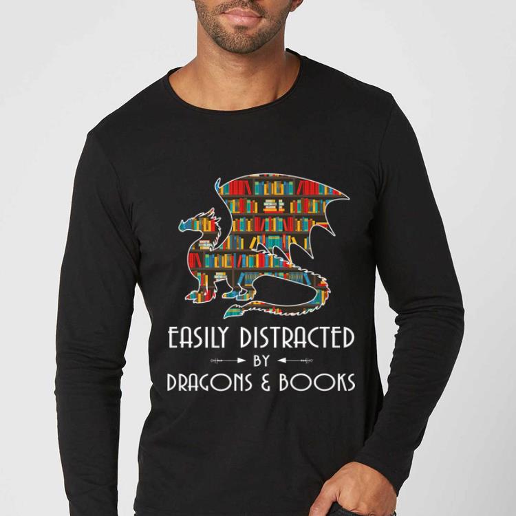 Top Easily Distracted By Dragons And Books shirt 4 - Top Easily Distracted By Dragons And Books shirt