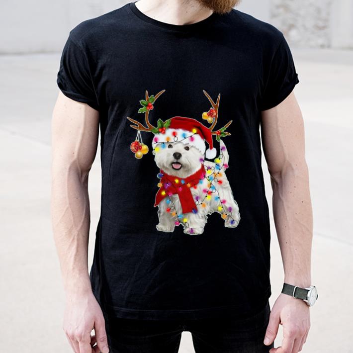 Top Santa westie dog gorgeous reindeer Light Christmas shirt 4 - Top Santa westie dog gorgeous reindeer Light Christmas shirt