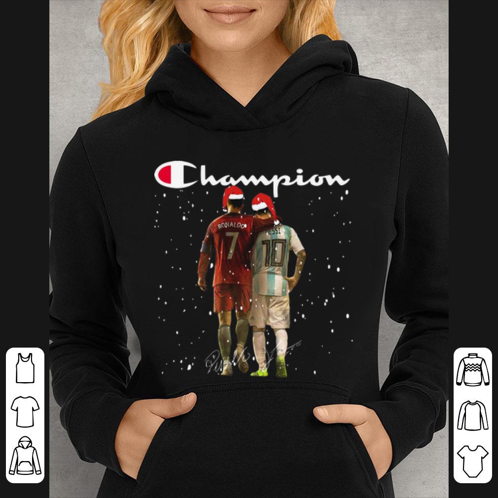 Hot Champion Santa Ronaldo And Messi Signatures Christmas shirt 4 - Hot Champion Santa Ronaldo And Messi Signatures Christmas shirt