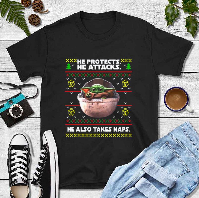 Hot he protects he attacks he also takes naps ugly christmas Baby Yoda shirt 4 - Hot he protects he attacks he also takes naps ugly christmas Baby Yoda shirt