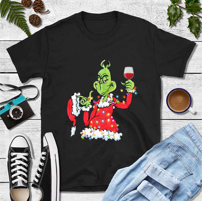 Official Santa Grinch Drink Wine Christmas Light shirt 4 - Official Santa Grinch Drink Wine Christmas Light shirt