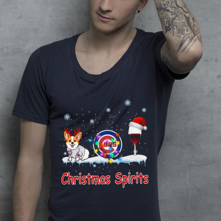 Premium Corgi Chicago Cubs Christmas and wine spirits shirt 4 - Premium Corgi Chicago Cubs Christmas and wine spirits shirt