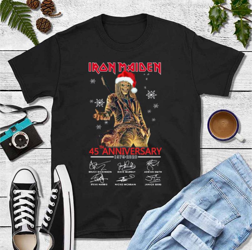 Premium Iron Maiden Santa 45th Anniversary Signatures Christmas shirt 4 1 - Premium Iron Maiden Santa 45th Anniversary Signatures Christmas shirt