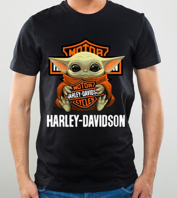 Premium Star Wars Baby Yoda Hug Harley Davidson shirt 4 - Premium Star Wars Baby Yoda Hug Harley Davidson shirt