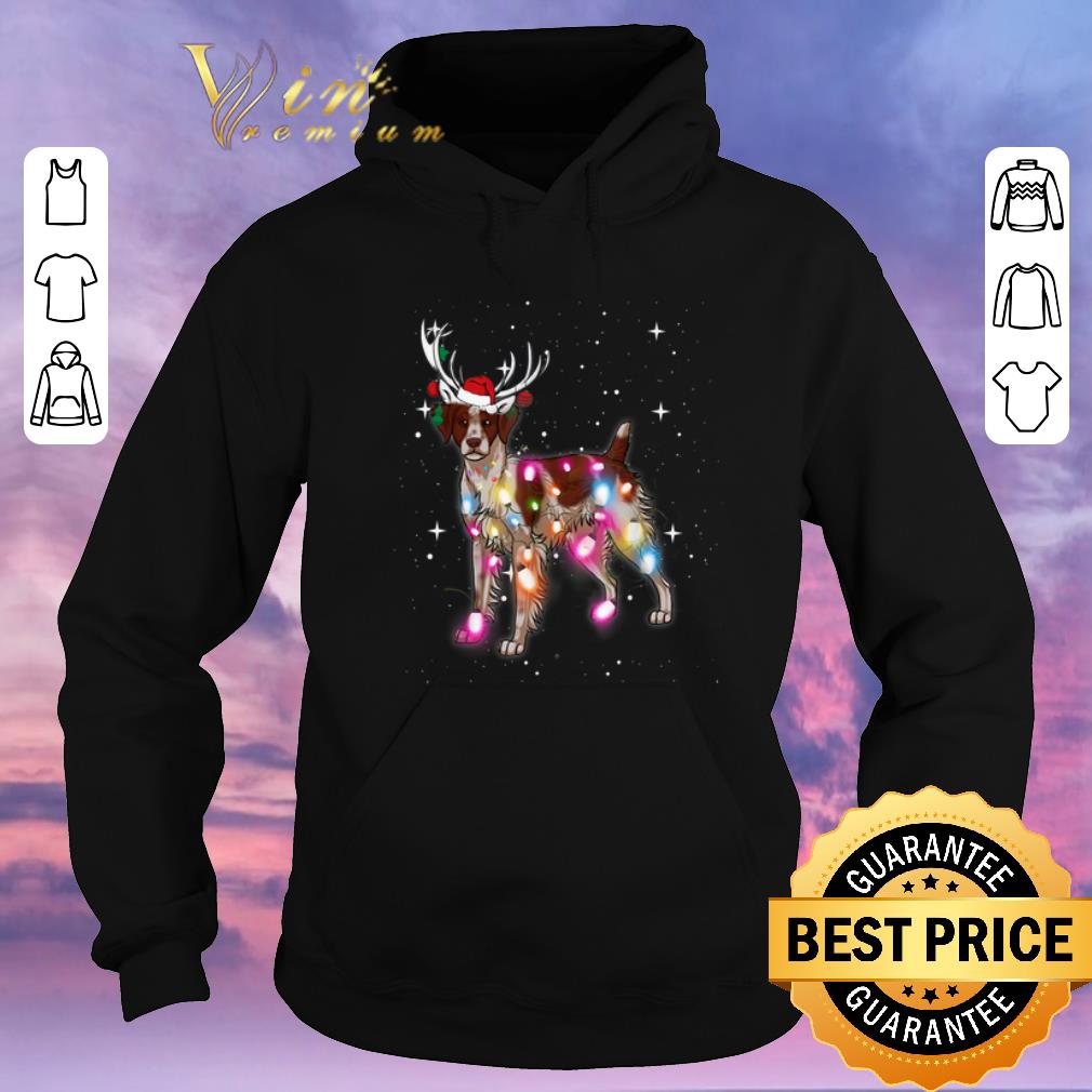 Pretty Christmas Lights Brittany Spaniel Dog Reindeer Santa Hat shirt sweater 4 - Pretty Christmas Lights Brittany Spaniel Dog Reindeer Santa Hat shirt sweater