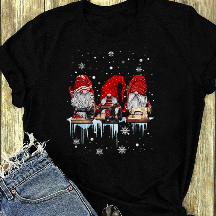 Pretty Hanging With Red Gnomies Sewing Machine Christmas shirt 4 - Pretty Hanging With Red Gnomies Sewing Machine Christmas shirt
