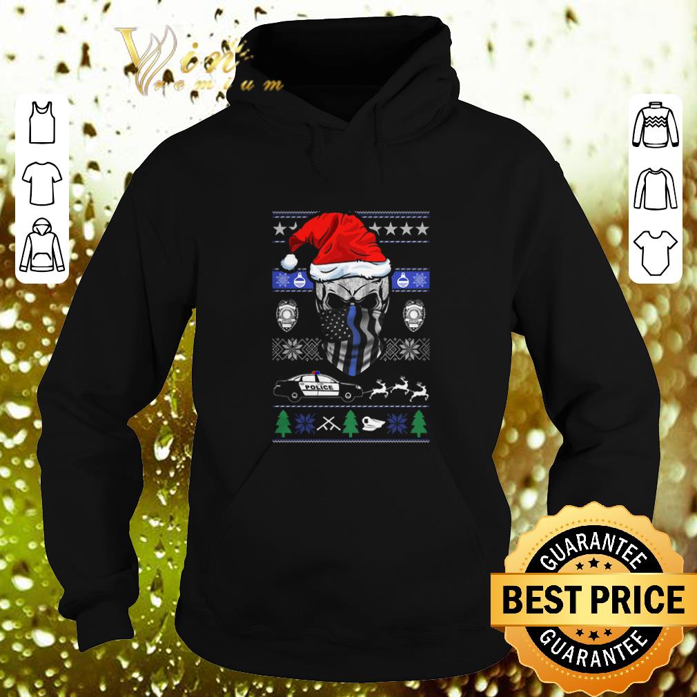 Pretty Santa skull Thin Blue Line ugly Christmas sweater Pretty Santa skull Thin Blue Line ugly Christmas sweater 4 - Pretty Santa skull Thin Blue Line ugly Christmas sweater