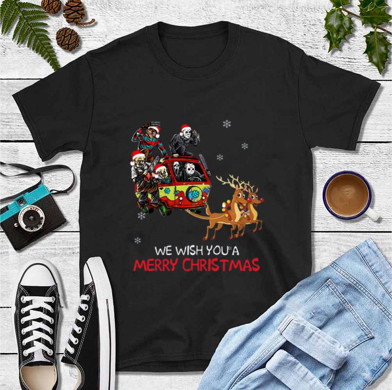 Top Horror character Hippie car riding Reindeer we wish you a merry christmas shirt 4 - Top Horror character Hippie car riding Reindeer we wish you a merry christmas shirt