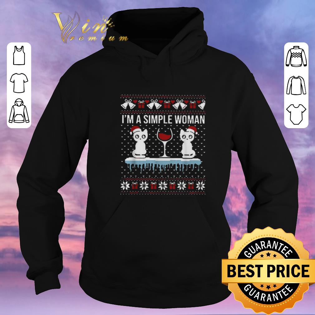 Top I'm a simple woman who loves cat and wine Christmas ugly shirt sweater Top I m a simple woman who loves cat and wine Christmas ugly shirt sweater 4 - Top I'm a simple woman who loves cat and wine Christmas ugly shirt sweater