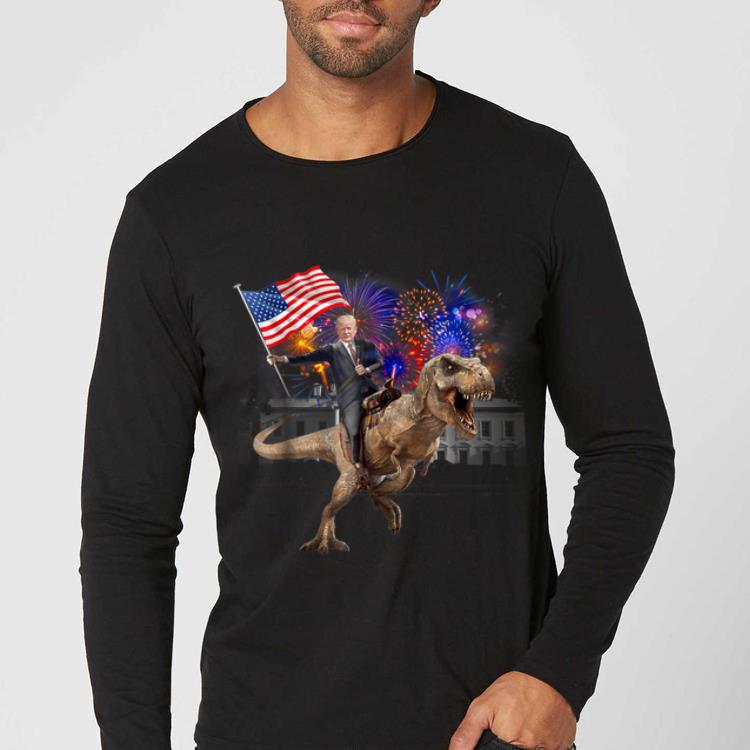 Hot Trump Riding a Dinosaur T rex Fireworks American Flag shirt 4 1 - Hot Trump Riding a Dinosaur T-rex Fireworks American Flag shirt