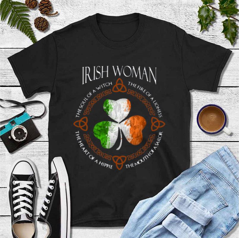 Nice Irish woman the fire of a lioness the heart of a hippie shirt 4 - Nice Irish woman the fire of a lioness the heart of a hippie shirt
