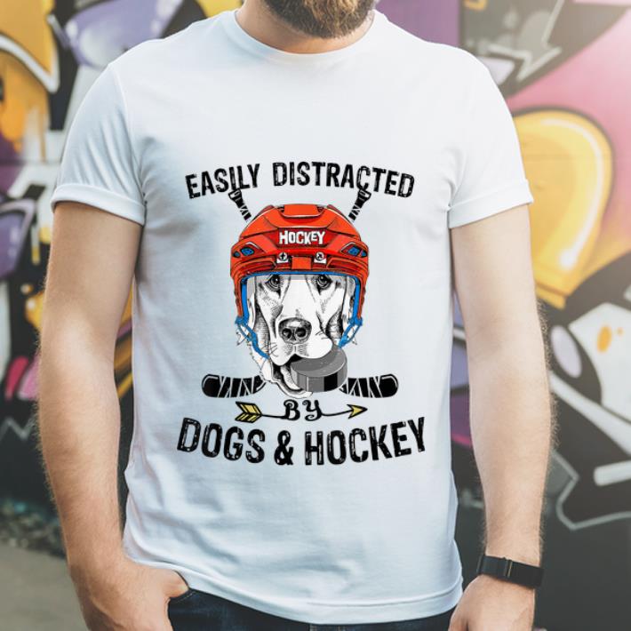 Premium Easily Distracted By Dogs And Hockey Dog Lovers shirt 4 - Premium Easily Distracted By Dogs And Hockey - Dog Lovers shirt
