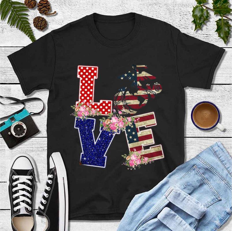 Premium Love Marines Symbol Flower American Flag shirt 4 - Premium Love Marines Symbol Flower American Flag shirt