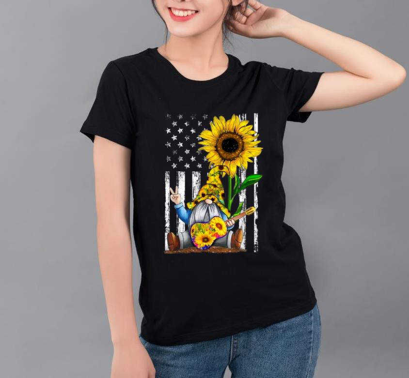 Top Gnome Playing Guitar Sunflower American Flag shirt 4 - Top Gnome Playing Guitar Sunflower American Flag shirt